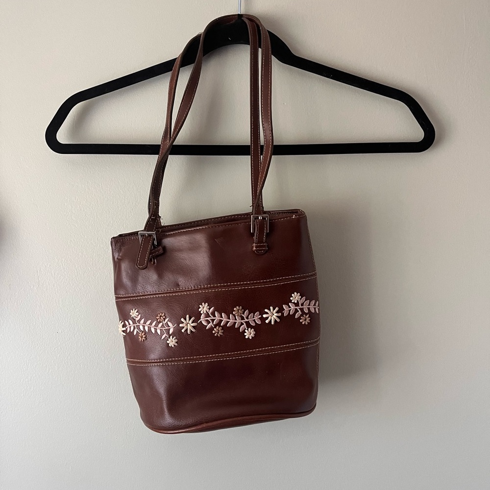 00’s Brown Floral Embroidered Bag